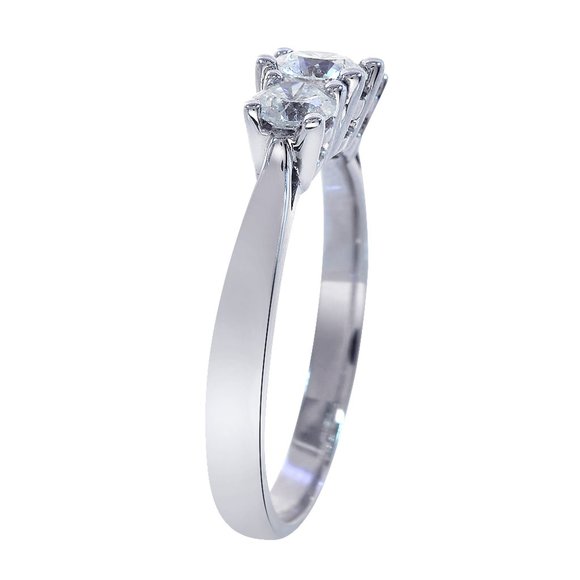 1.04 Carat H-si1 2 Three Stone Diamond Ring - Picture 2 of 4